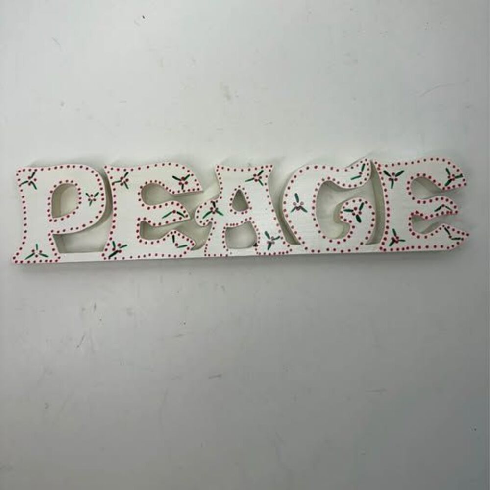 Hand-Painted Wooden 'PEACE’ Decor